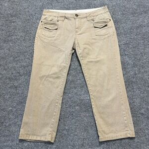 One Tuff Babe Womens Cropped Pants Actual Size W32"‎ Beige Casual Low Rise
